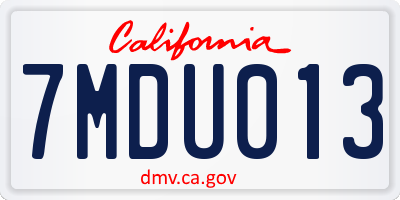 CA license plate 7MDU013