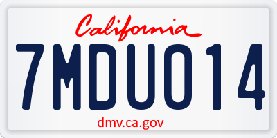 CA license plate 7MDU014