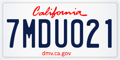 CA license plate 7MDU021