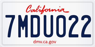 CA license plate 7MDU022