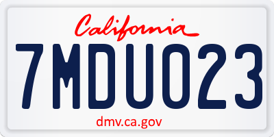 CA license plate 7MDU023