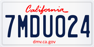 CA license plate 7MDU024