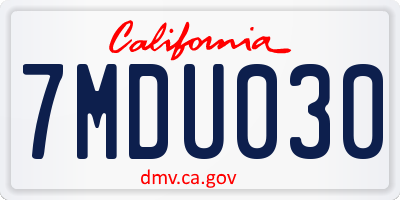 CA license plate 7MDU030