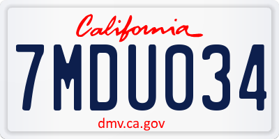 CA license plate 7MDU034