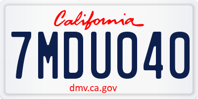 CA license plate 7MDU040
