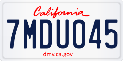 CA license plate 7MDU045