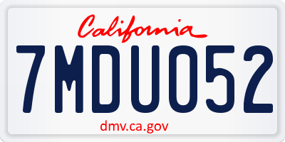 CA license plate 7MDU052