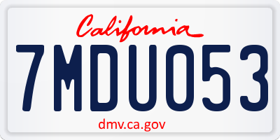 CA license plate 7MDU053