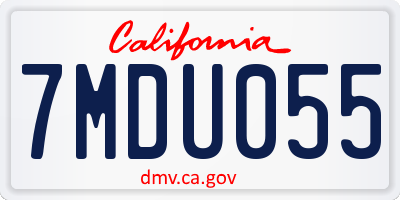 CA license plate 7MDU055