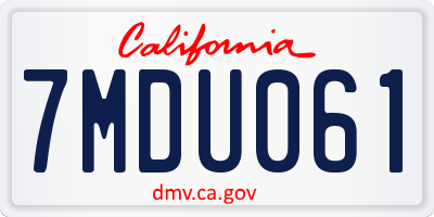 CA license plate 7MDU061