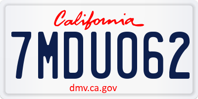 CA license plate 7MDU062
