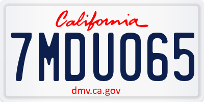 CA license plate 7MDU065