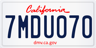 CA license plate 7MDU070