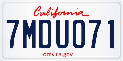 CA license plate 7MDU071