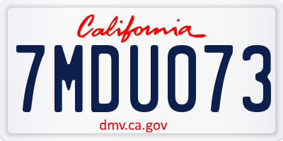 CA license plate 7MDU073