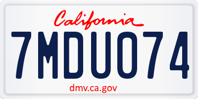 CA license plate 7MDU074