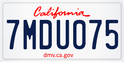 CA license plate 7MDU075