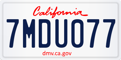 CA license plate 7MDU077