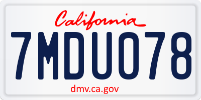 CA license plate 7MDU078