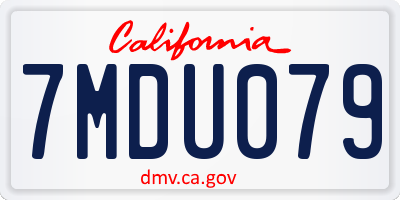 CA license plate 7MDU079