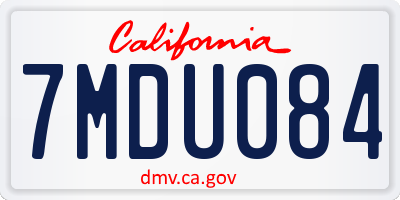 CA license plate 7MDU084