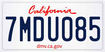 CA license plate 7MDU085