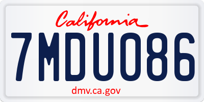 CA license plate 7MDU086