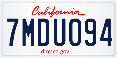 CA license plate 7MDU094