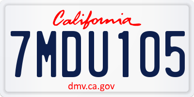CA license plate 7MDU105
