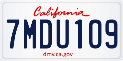 CA license plate 7MDU109