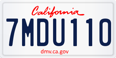 CA license plate 7MDU110