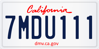 CA license plate 7MDU111