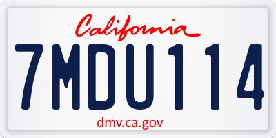 CA license plate 7MDU114