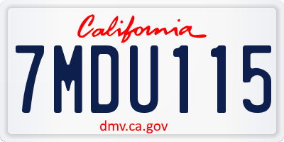 CA license plate 7MDU115