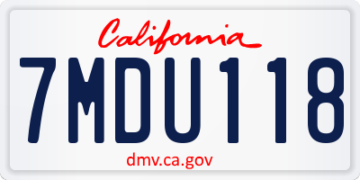 CA license plate 7MDU118