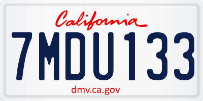 CA license plate 7MDU133