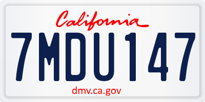 CA license plate 7MDU147