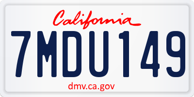 CA license plate 7MDU149