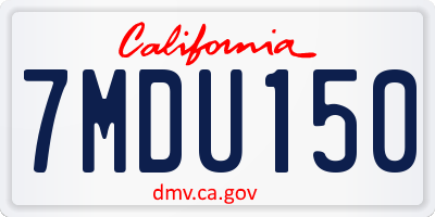 CA license plate 7MDU150