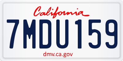 CA license plate 7MDU159