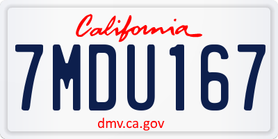 CA license plate 7MDU167