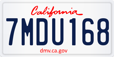 CA license plate 7MDU168