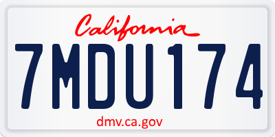 CA license plate 7MDU174