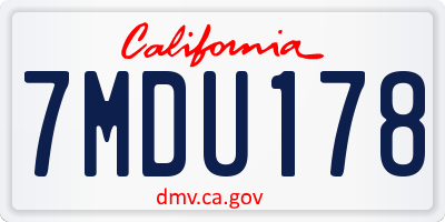 CA license plate 7MDU178