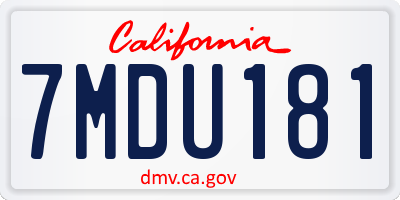 CA license plate 7MDU181