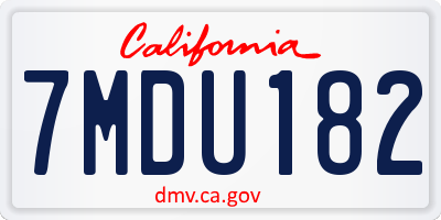 CA license plate 7MDU182