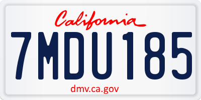 CA license plate 7MDU185