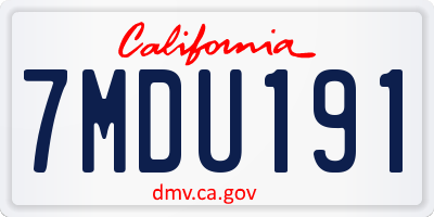 CA license plate 7MDU191