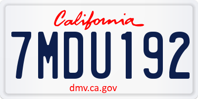 CA license plate 7MDU192