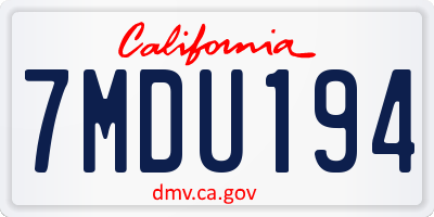 CA license plate 7MDU194